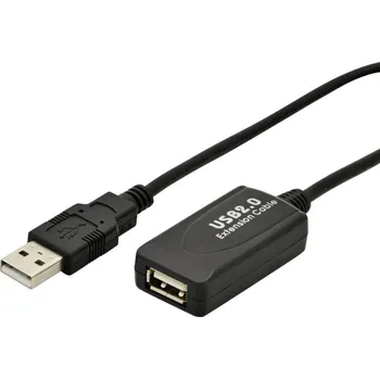 vypínač a zásuvka Digitus USB kabel USB 2.0 USB-A zástrčka, USB-A zásuvka 5.00 m černá Aktivní se zesílením signálu DA-70130-4