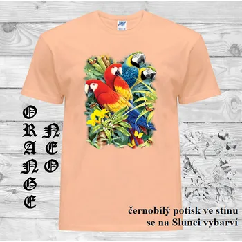 panske-bavlnene-tricko-uv-potisk-barevni-papousci-Slunce Barva: Orange neo - matně oranžová, velikost: XXL
