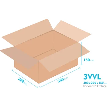 Obalový materiál Kartonové krabice 3VVL - 300x200x150mm - vnitřní 295x195x140mm