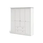 TVI Čtyřdveřová bílá šatní skříň Paris 75369