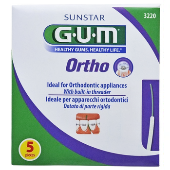GUM Ortho Floss zubní nit pro čištění rovnátek, 5 ks