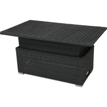 Zahradní stůl DEOKORK Ratanový stůl výsuvný jídelní / odkládací 140 x 80 cm SEVILLA (antracit)