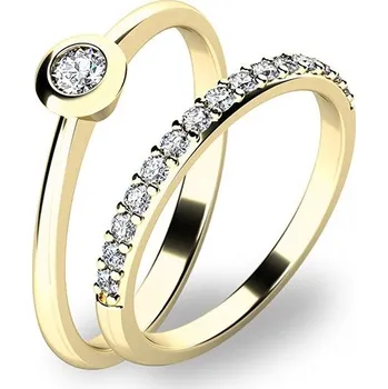 Prsten Zásnubní prsten žluté zlato 585/1000 zirkon set zásnubních 10807-SET01-ZZ velikost 55