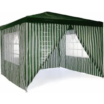 Zahradní stan Levný zahradní stan 3x3m kompletně uzavřený, stěny s okny a zipem, tmavě zelený
