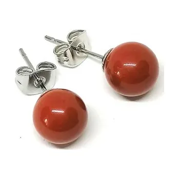 Náušnice Jaspis červený naušnice 8 mm chir. ocel