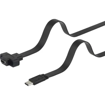 Elektrická zásuvka Renkforce USB kabel USB 3.2 Gen1 (USB 3.0 / USB 3.1 Gen1) USB-C ® zástrčka, USB-C ® zásuvka 0.25 m černá lze šroubovat,