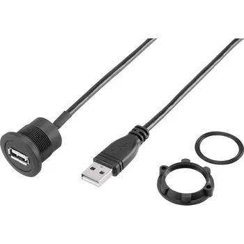 Elektrická zásuvka TRU COMPONENTS USB-20-BK USB 2.0 zásuvka, typ A, vestavná Množství: 1 ks