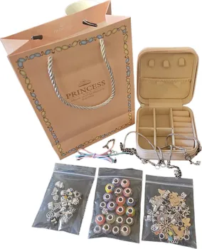 Dětské navlékací korálky Princess kreativní sada na výrobu náramků a náhrdelníků 60 korálků