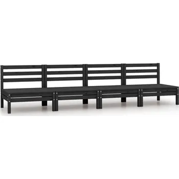 Petrashop Zahradní středové pohovky 4 ks černé masivní borové dřevo Černý806596