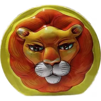 Plechová pokladnička s velkou kočkou - lvem Barva: žlutá