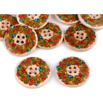 Knoflík Dřevěný dekorační knoflík vánoční, malé, 5 zelená