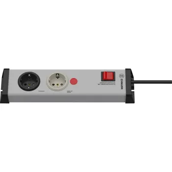 vypínač Ehmann 0218x00022301 zásuvková lišta s vypínačem 2násobný šedá, černá DE schuko zástrčka/zásuvky 1 ks