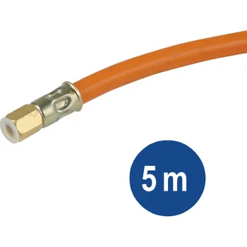 Plynová hadice Plynová hadice 5 m s koncovkami 2x M9x0,75, Meva 4424A (Meva 4424A LPG hadice se dvěma lisovanými koncovkami M9 x 0,75 na propan-butan)