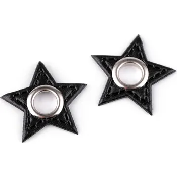 Průchodka s koženkovou hvězdou k našití, průvlek 8 mm