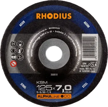 Brusný kotouč Rhodius 200018 | Brusný kotouč 125 x 7,0 x 22,23 mm, vypouklý, KSM