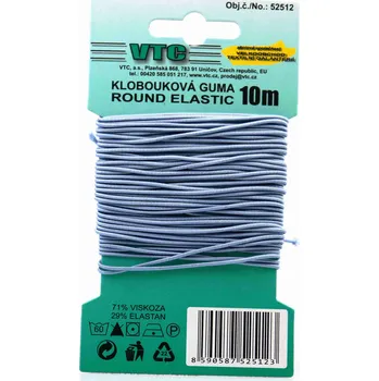 Textilní guma VTC Klobouková guma 1,2 mm - na kartě světle modrá