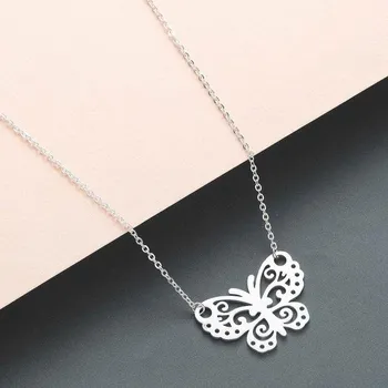 Souprava šperků Motýl - Přívěsek na krk (Chirurgická ocel) (Řetízek s přívěskem, Motýl, (Chirurgická ocel))