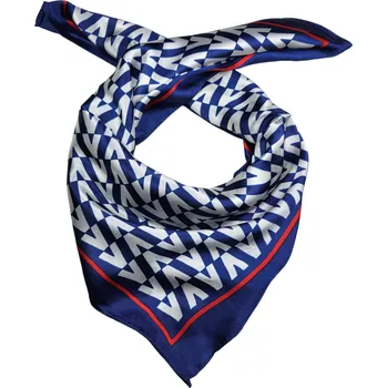 Šála Doria Šátek saténový (60x60cm) modrý s potiskem T059