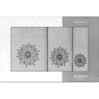 Kosmetická sada Dárková sada ručníků ROSETTE - šedá, vyšívaná mandala
