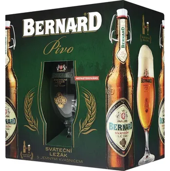 Pivo Bernard Sváteční 12° 4x0,5l + 2 sklenice