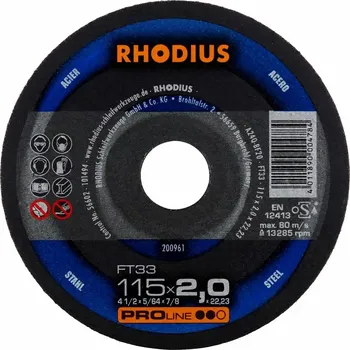 Řezný kotouč Rhodius 200961 | Řezný kotouč 115x2,0x22,23 mm, FT33, rovný