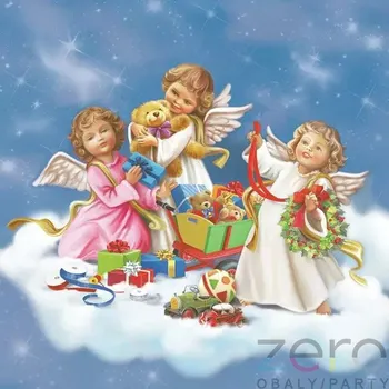 Papírový ubrousek Ubrousky 'Daisy' 33 x 33 cm 3N (20 ks) - (Vánoce) andělé na obláčku