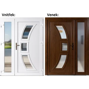 Vchodové dveře Dvoukřídlé vchodové dveře plastové Soft 3D 5901+Sklo Nisip, Zlatý dub/bílá, 150x200 cm, pravé