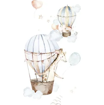 Fototapeta Dětská vliesová fototapeta zvířátka v létajícím balónu 364941 / Fototapety na zeď pro děti Kids world (159 x 300 cm) Rasch