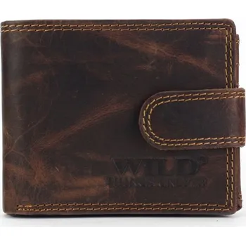Peněženka Malá kožená peněženka Wild Things Only!!! 5130B s upínkou + RFID tmavěhnědá