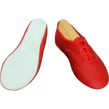 Pánské tenisky Taneční cvičky šněrovací kůže - podešev kůže - červené - Velikost 36 CSK01112