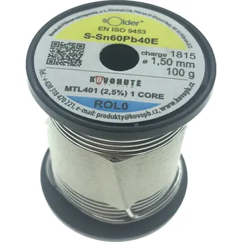 Příslušenství ke svářečce Olovnatá pájka Kovohutě Příbram 1.5mm 100g (Sn60Pb40)