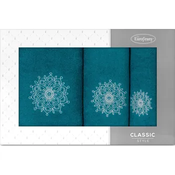 Kosmetická sada Dárková sada ručníků ROSETTE - petrolejová, vyšívaná mandala