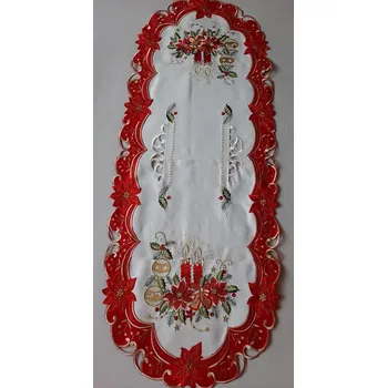 ubrus UBRUS vyšívaný 110 x 45 vánoční červený lem