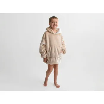 Dětská deka XPOSE® Dětská Mikinová deka s beránkem (malá) - bílá káva, Mikroplyš s beránkem + Prodloužená možnost vrácení zboží do 50 dnů