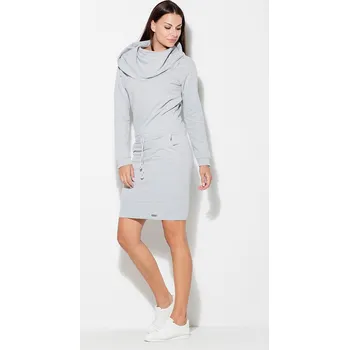 Dámské šaty Šaty s volným rolákem K341 KATRUS Barva: Šedá, Velikost: L