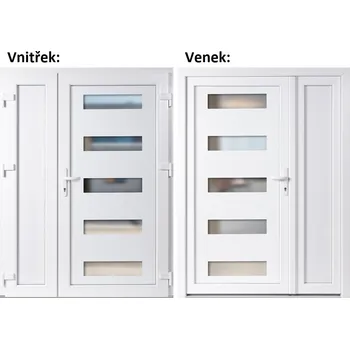 Vchodové dveře Dvoukřídlé vchodové dveře plastové Soft 6300+Panel Plný, Bílá/bílá, 130x200 cm, pravé