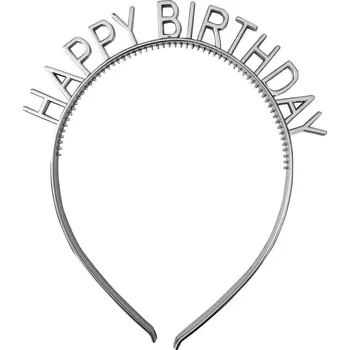 Party dekorace Čelenka Happy Birthday - stříbrná