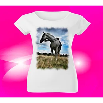 Dámské tričko Dámské tričko s koněm II L (kůň koně II)
