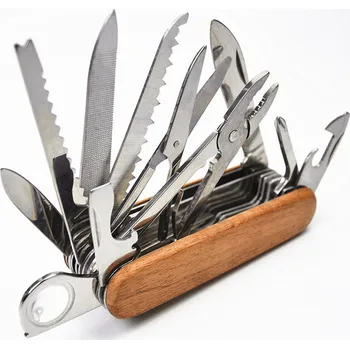 Kapesní nůž nerezový 17v1 Barva: Dřevo - doprava zdarma od 1499 Kč