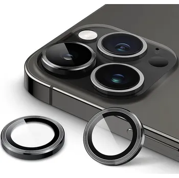 Metalické ochranné sklo na čočku fotoaparátu a kamery pro Apple iPhone 12 mini - černé