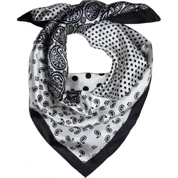 Šála Doria Šátek saténový (60x60cm) krémově bílý s potiskem T062