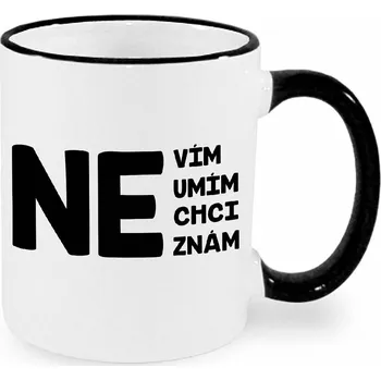 Hrnek - Nevím, neumím, nechci, neznám Barva: Černá