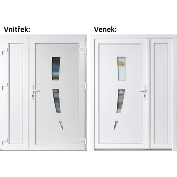 Vchodové dveře Dvoukřídlé vchodové dveře plastové Soft 123+Panel Plný, Bílá/bílá, 150x200 cm, pravé