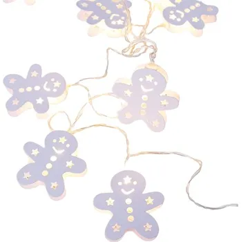 Vánoční dekorace LED vánoční girlanda - perníčky, teplá bílá, 2x AA baterie, 160 cm, IP20