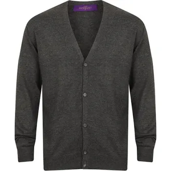 Pánský svetr Henbury Pánský lehký propínací svetr H722 Grey Marl XS