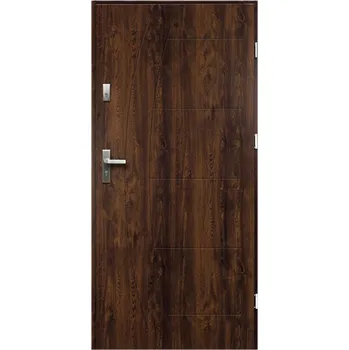 Vchodové dveře RADEX Dveře vchodové ocelové AJTON, ořech, 90L (včetně zárubně 2070x1000mm)