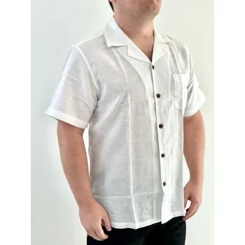 Pánská košile Pánská lněná košile Guess F2GH03 WO07S bílá XL