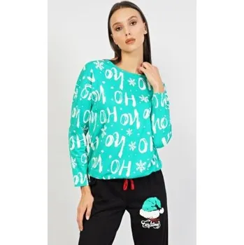 Dámské pyžamo Dámské pyžamo dlouhé Vienetta Secret Santa zelená XL