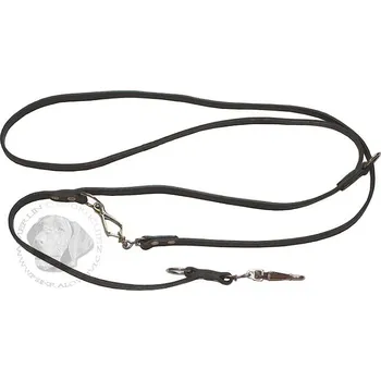 Vodítko pro psa MZ - potřeby pro lovecké psy Vodítko vypouštěcí přepínací kožené z popruhu klešť. karabina Hnědé