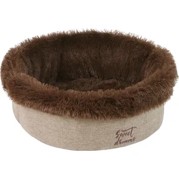 Pelíšek pro psa O´LALA PETS Pelíšek DIANA luxusní kulatý 35cm Béžový s hnědým okrajem